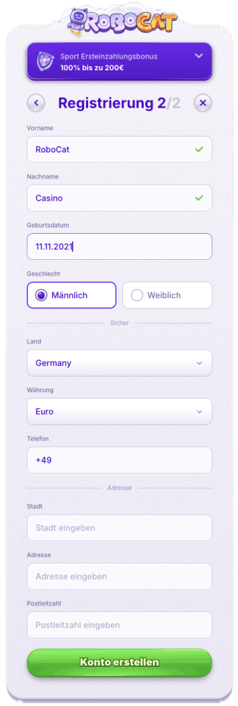 Robocat Casino Verifizierung